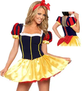 Bright And Stylish Snow White Costume With Dark Blue Mixed Yellow Dress