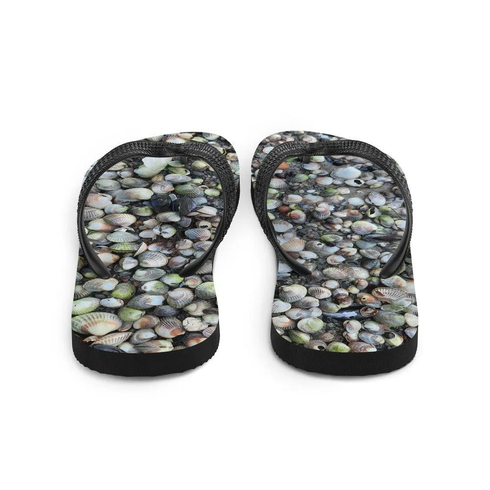 Coastal sandals Seashells on the Shore