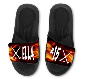 Field Hockey Flames Slides - Customize with Your Name