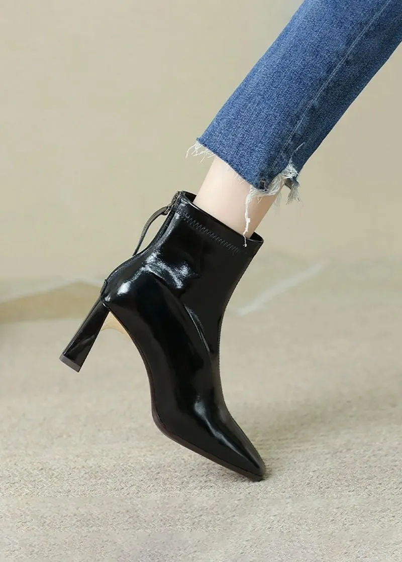 Maia Patent Genuine Leather Front Seam Boots