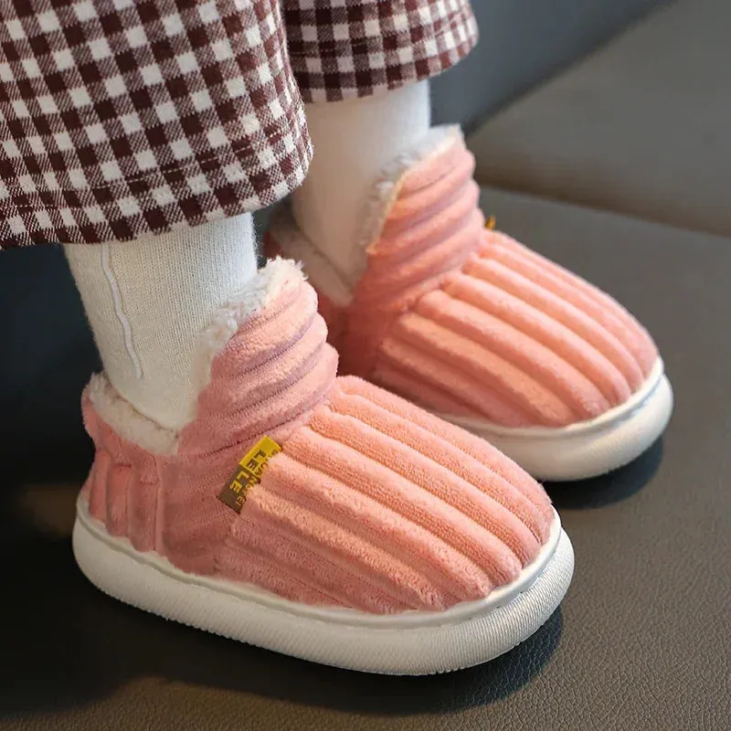 Non-slip Warm Stripe Plush Cotton Home Shoes