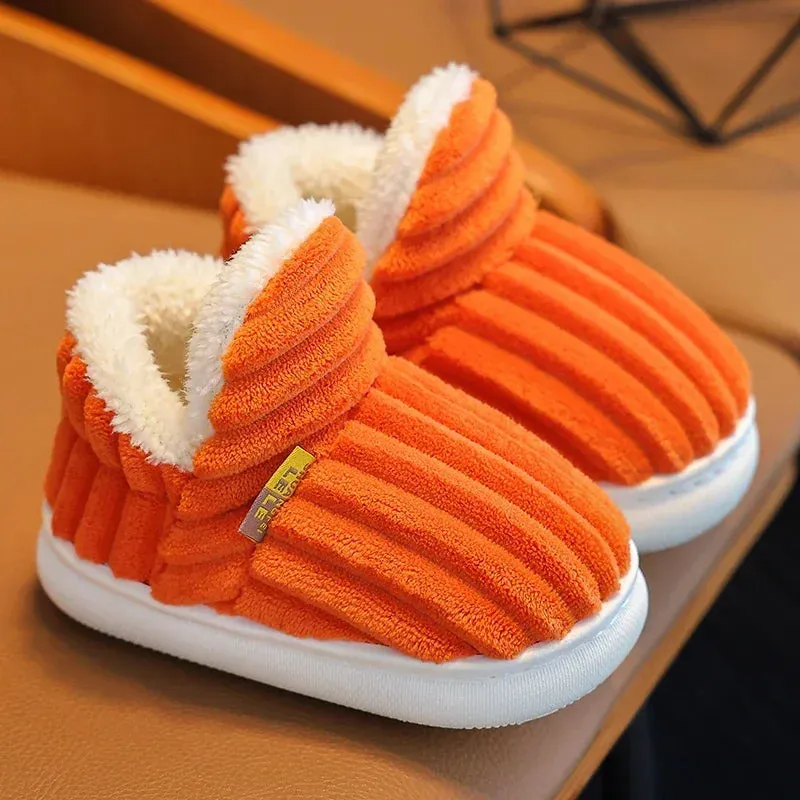 Non-slip Warm Stripe Plush Cotton Home Shoes