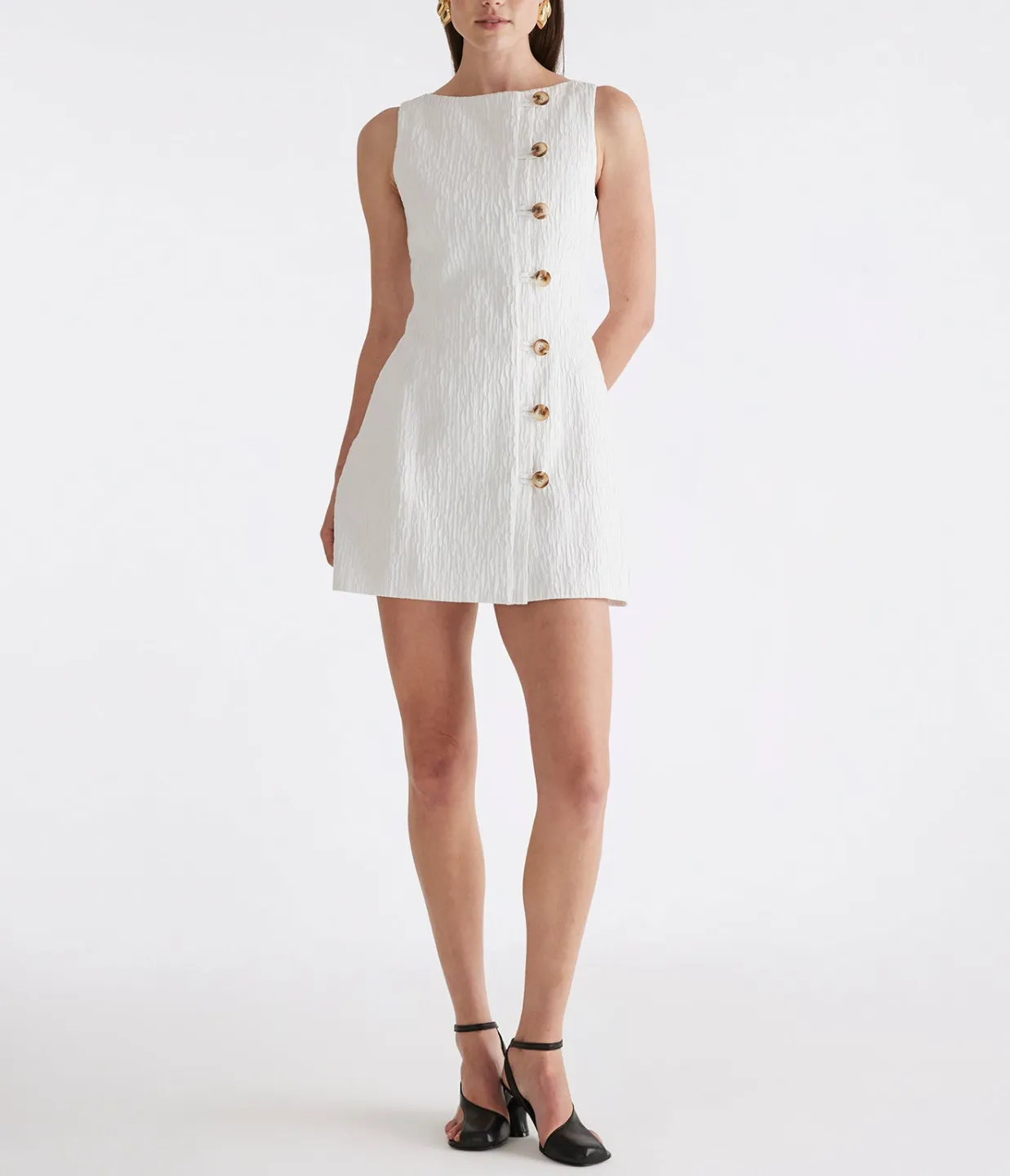 Olympia Dress in White Crinkle