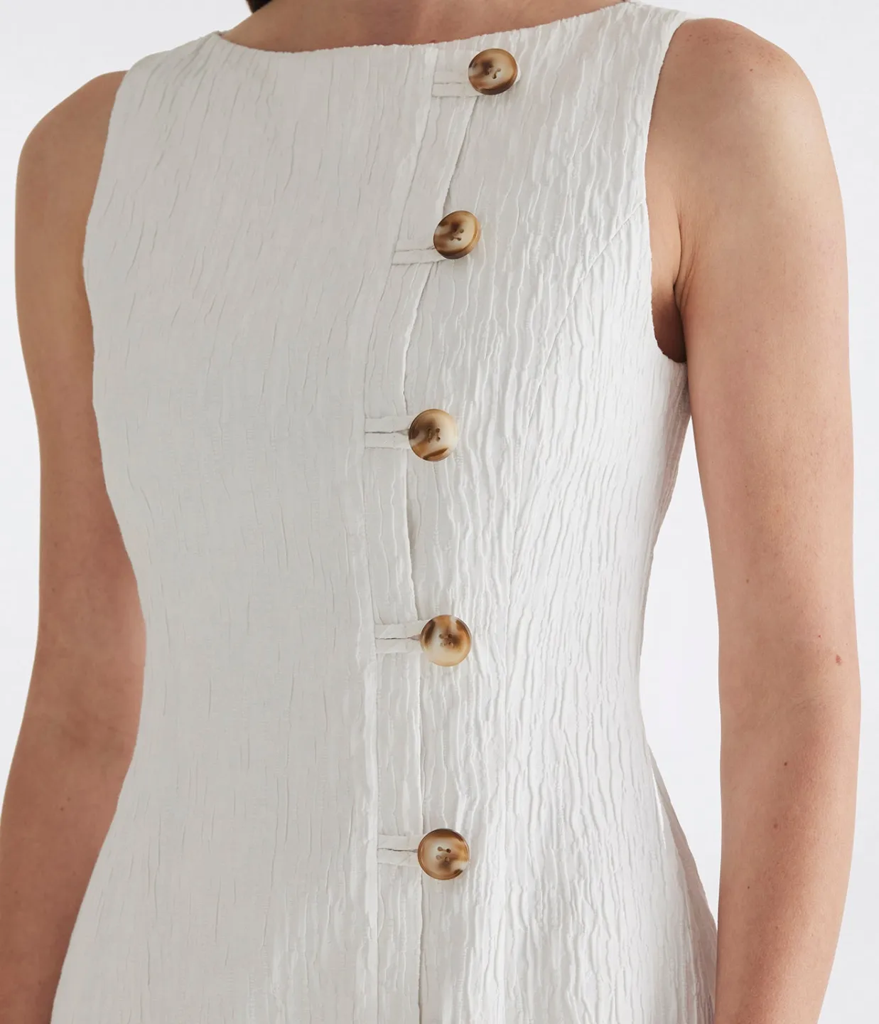 Olympia Dress in White Crinkle