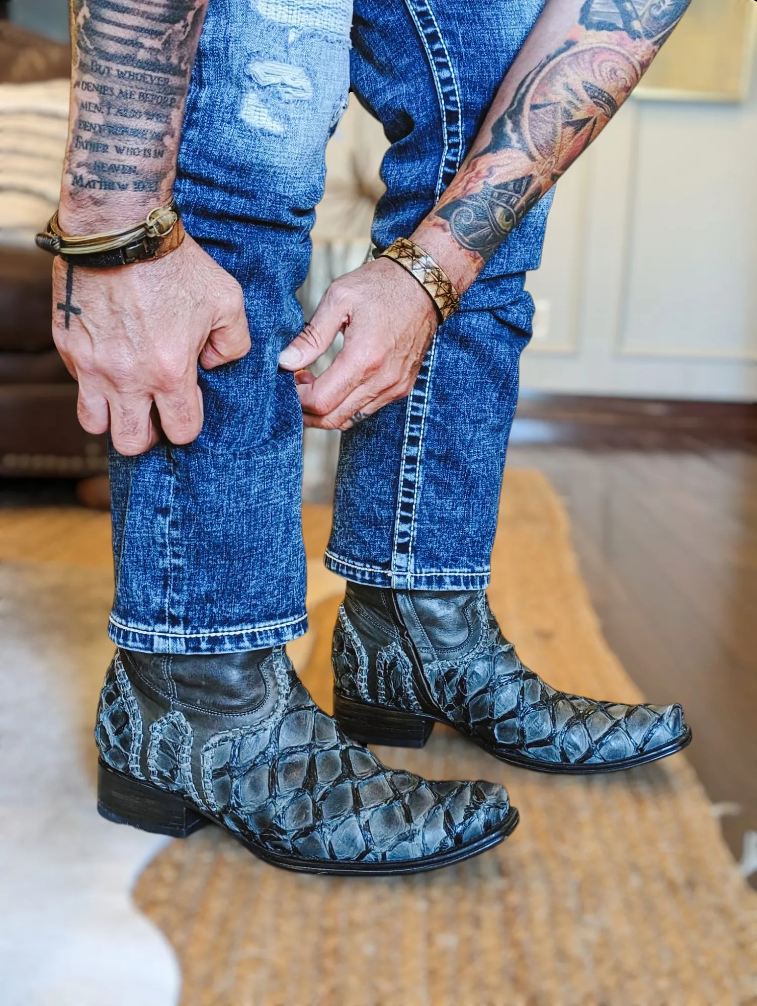 Sobèk's Gunmetal Grey Goodyear Welt Pirarucu Boots