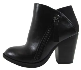 Soda Women's Closed Toe Side Zip Chunky Stacked Block Heel Ankle Bootie