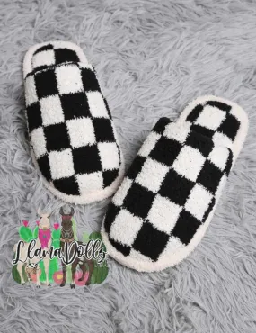 Super Lux Black & White Checkered Slippers